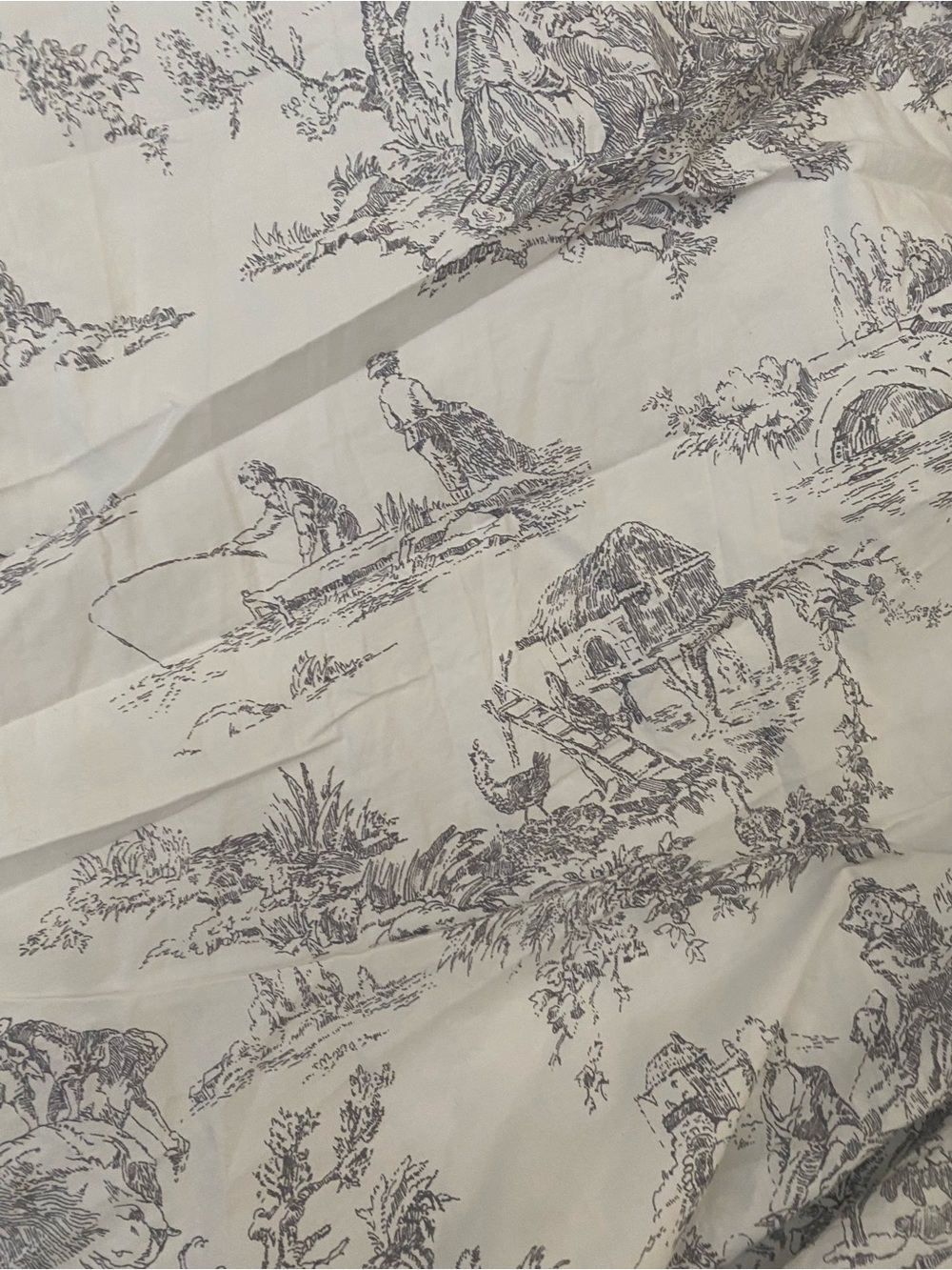 Cabbages & Roses London King Sheet Set Charcoal Grey Country Toile Cottagecore - Picture 8 of 11